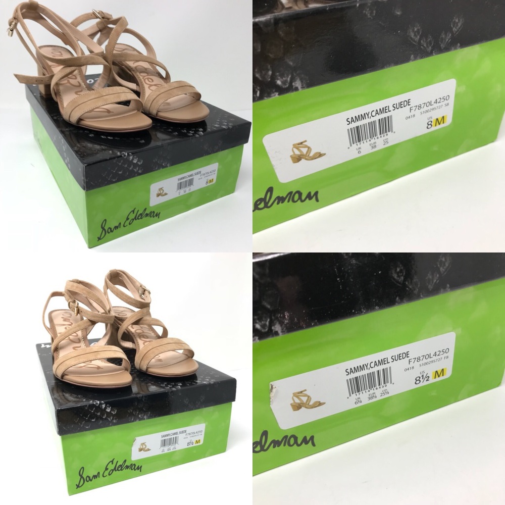 Sam Edelman Sammy Block Heel Sandals Camel Suede - Picture 7 of 8